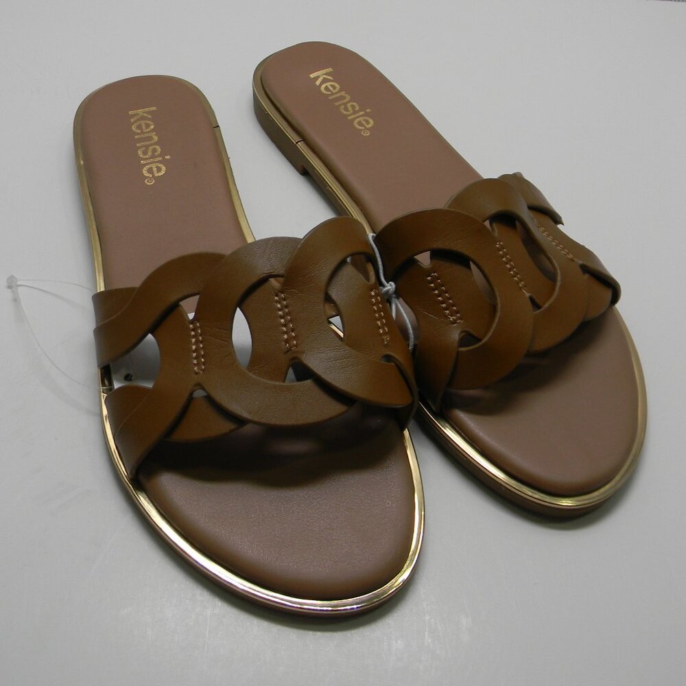 Kensie Milla Slides Sandals Brown Dark Natural Size 7 NWOT